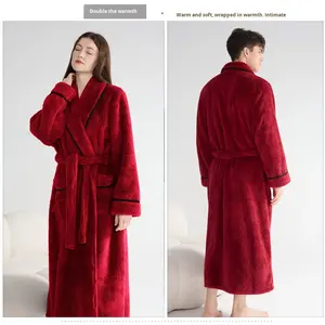 Autunno inverno accappatoio ispessito per gli uomini delle donne taglie forti <span class=keywords><strong>in</strong></span> morbido <span class=keywords><strong>cotone</strong></span> caldo <span class=keywords><strong>pigiama</strong></span> lungo velluto accappatoio tessuto <span class=keywords><strong>in</strong></span> pile - Product Image 6