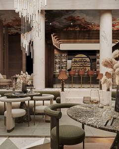Luxury Restaurant Bar Interior Design Turnkey Fit Out Custom Bar Counter Wine Cabinet Wood <b>Stone</b> Metal Hospitality Furniture OEM - Product Image 2