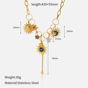 Vòng cổ mạ vàng 18K bằng thép không gỉ phong cách đại dương bán buôn dành cho nữ - Mặt dây chuyền hình vỏ sò, mặt trời & sao biển, trang sức thời trang - Product Image 6