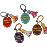 Porte-clés en pierre d'agate naturelle gravée, pendentif de voiture, breloque de sac, pierre de méditation en cristal