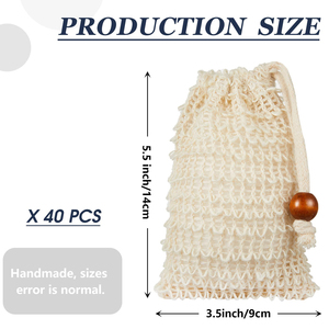 <b>Soap</b> with Custom Logo Saver Bag Exfoliating Pouch Drawstring <b>Soap</b> Bag with Wooden Bead Foaming and Drying <b>Soap</b> Bath Shower - Product Image 5