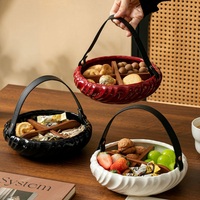 Nouveau Panier de Rangement Portable en Céramique Créatif pour Fruits et Bonbons, avec Compartiments pour Fruits et Légumes, Idéal pour la Maison