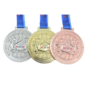 Fabricante de alta calidad personalizado lindo hermoso chapado en oro medalla Mongolia MDFBF Hanan Fitness 3D MEDALLA DE Metal con cinta - Product Image 3