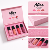 Boîte cadeau magnétique personnalisée rose pailletée, ensemble de gloss à lèvres, emballage cosmétique de luxe à fermeture magnétique rigide, matériaux recyclés, éponge