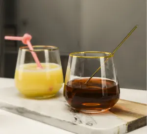 Großhandel bleifrei klar Gold umrandeten Kristall Whisky Glas Tumble Whisky Glas trinken Weinglas Tasse