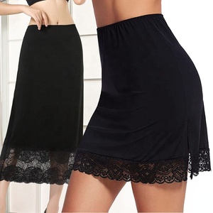 <span class=keywords><strong>Falda</strong></span> interior de encaje para mujer, extensora de <span class=keywords><strong>falda</strong></span> larga, peto <span class=keywords><strong>con</strong></span> cintura elástica para vestido - Product Image 1