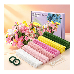 Kit de fournitures pour loisirs créatifs DIY, cure-pipes en velours de 7 mm pour projets artistiques éducatifs et activités de création de fleurs décoratives en cure-pipes - Product Image 4