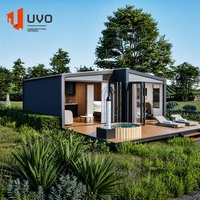 Casa Contenedor Prefabricada con Techo Inclinado UVO, Villa Modular, Cabaña, Hotel, Resort, Airbnb, ADU, Casa Pequeña de Lujo, Resort, CE, AS, NZS, US, AU
