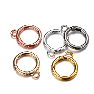 Gold Silver Rose Gold Spring O Ring <strong>Hook</strong> with Small <strong>Loop</strong> Charm Connector Metal Buckle Hanging Hardware Jewelry Accessories - Product Image 1