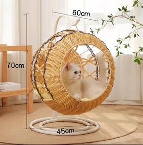 Litière pour chat en rotin de luxe, panier suspendu rafraîchissant pour animaux, coussin pour chien fait main, berceau pour animaux, toutes saisons - Product Image 1