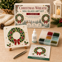 Kit d'art DIY en mosaïque de verre marin pour Noël, ensemble de loisirs créatifs de Noël, carreaux de verre océanique en gros avec fournitures complètes, ornement de Noël