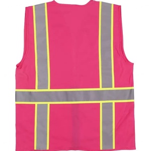 เสื้อกั๊กนิรภัยสะท้อนแสงสีแดงเรืองแสงแบบปรับได้พร้อมกระเป๋าซิปแบบกำหนดเอง - Product Image 5
