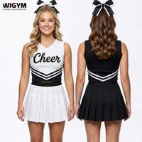 Custom Black White Cheerleading Uniforms Sleeveless V Neck Crop <strong>Top</strong> Pleated Skirt Classic Team Set All Star Competition Factory