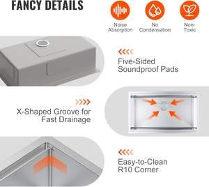 <span class=keywords><strong>Fregadero</strong></span> de Cocina de <span class=keywords><strong>Acero</strong></span> <span class=keywords><strong>Inoxidable</strong></span> 304 de Alta Calidad, Hecho a Mano, Moderno, de una Sola Tina, <span class=keywords><strong>con</strong></span> Desagüe, para Instalar Bajo Encimera - Product Image 4