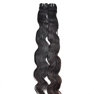 women smooth lace 100g Bundle Body wave loose weaving Indian human hair natural color machine double weft human hair extensions - Product Image 1