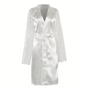 Pyjamas en soie de grande taille de haute qualité, écologiques, promotionnels, avec logo personnalisé, vêtements de nuit pour femmes, robes de nuit, robes en satin - Product Image 4