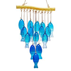 Campanas de viento de vidrieras de peces de mar azul colgantes para jardín al aire libre Patio y decoraciones de boda - Product Image 1