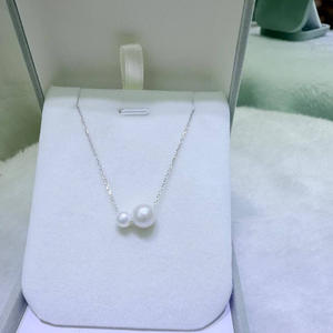 Collier de perles d'eau douce naturelles Zhuji 5-8 mm rondes, presque parfaites, en argent pur, double perle, simple, blanc - Product Image 3