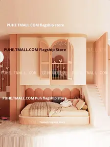 <span class=keywords><strong>Lit</strong></span> superposé moderne en bois massif de luxe Dream Princess rose avec <span class=keywords><strong>toboggan</strong></span> <span class=keywords><strong>Lit</strong></span> mezzanine <span class=keywords><strong>pour</strong></span> filles, <span class=keywords><strong>lit</strong></span> de princesse flottant dans les arbres - Product Image 4