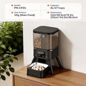 Comedero Automático para Mascotas de Gran Capacidad, 4L, Acero Inoxidable, Ecológico, de Doble Compartimento, para Perros/Gatos de Interior, con Control Remoto - Product Image 5