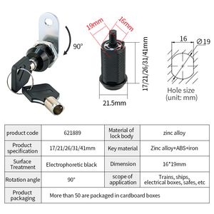 Công nghiệp Kẽm hợp kim Đen cam khóa, thích hợp cho tủ điện, ngăn kéo, hộp thư, toolboxes, OEM nhà máy - Product Image 5