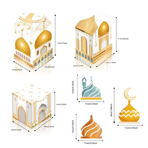 Calendario de Cuenta Regresiva para Ramadán, <span class=keywords><strong>Casa</strong></span> Dorada con Luna, 30 Días, Regalo para la Fiesta de Cuenta Regresiva, Caja de Papel Tridimensional con Forma Especial - Product Image 4