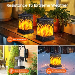 <span class=keywords><strong>KOOPER</strong></span> Lot de 4 lanternes solaires - Étanches, effet flamme vacillante, modes constants, à suspendre, décoration de jardin extérieur, source lumineuse LED, ABS - Product Image 3