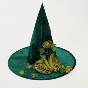 Topi Cosplay penyihir dari Oz Dekorasi mawar tiga dimensi topi Cosplay penyihir Halloween