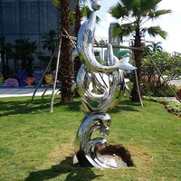 Grande Sculpture de dauphin en acier inoxydable, sculpture de jardin à vendre