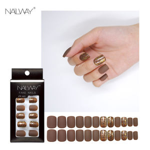 Nailway - 24 <span class=keywords><strong>Uñas</strong></span> <span class=keywords><strong>Postizas</strong></span> Cortas Cuadradas en Color Marrón Mate y Brillante - Product Image 4