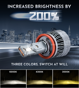 Bóng đèn pha ô tô <span class=keywords><strong>LED</strong></span> siêu sáng <span class=keywords><strong>H11</strong></span> công suất cao 160W 18000lm đèn pha <span class=keywords><strong>LED</strong></span> 3 màu - Product Image 2