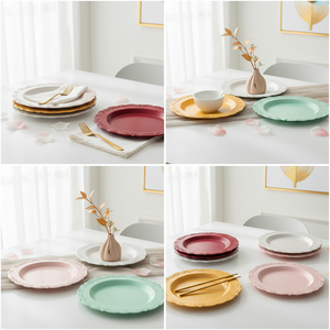 カスタマイズ可能な5インチ、6インチ、7インチ、8インチ、9インチ、10インチPPプラスチック製250mmチャージャープレート、サービングトレイ、使い捨て食器、結婚式卸売 - Product Image 4