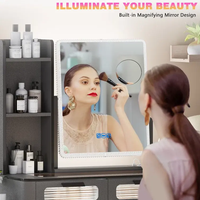 Docarelife vente à chaud ensemble de vanité de maquillage en bois dur avec dessus en verre éclairage LED Station de charge bricolage diviseurs de tiroir vanité