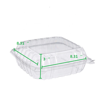 Boîte à gâteau/salade carrée à charnière en plastique transparent populaire 8*8