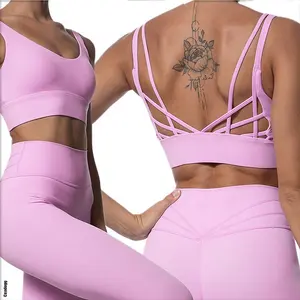 Suppliers 2 piece bra and legging gym butterfly back yoga wear active wear set yoga suit for women