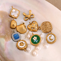 Nouveau acier inoxydable étanche bijoux coquille Zircon breloques pendentifs 18k or géométrique charme pour bijoux à bricoler soi-même faisant des accessoires