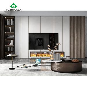 TUZHI CASA ferme flottant 55 pouces <span class=keywords><strong>tv</strong></span> foyer <span class=keywords><strong>tv</strong></span> meuble <span class=keywords><strong>tv</strong></span> avec cheminée <span class=keywords><strong>barre</strong></span> <span class=keywords><strong>de</strong></span> <span class=keywords><strong>son</strong></span> étagère - Product Image 6