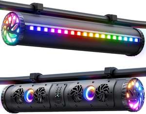 Barre de son UTV de 27 pouces Barre de son ATV Bluetooth avec éclairage RVB Barre de son étanche IP66 pour voiturette de golf Haut-parleur amplifié pour sports motorisés - Product Image 1