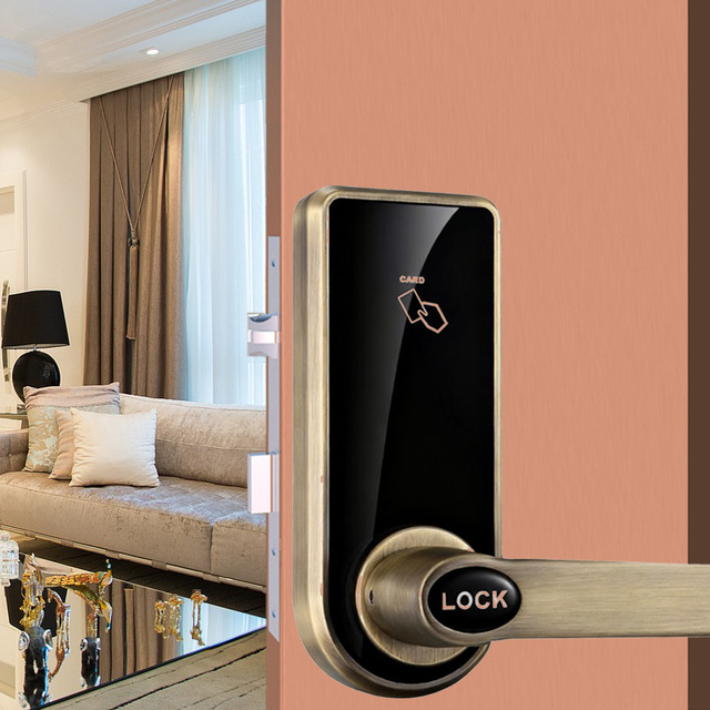 High Security Hotel RFID Swipe Card Lock for Wood Doors Anti-Tamper Door Lock for Hotels Apartments