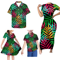 Haute qualité femmes robe personnalisée polynésienne Tribal Design famille ensemble vêtements adultes vêtements pour enfants 4 pièces/ensemble Tapa Design