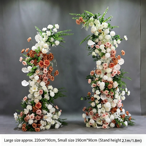 Décor de mariage fait main de style moderne, toile de fond en forme de trompette, arrangement de fleurs artificielles en soie filée, thème vert - Product Image 6
