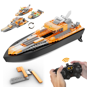 4 in 1 RC 빌딩 블록 세트 어린이 장난감 벽돌 RC 선박 수영장 용 레이싱 보트 어린이를위한 훌륭한 선물 - Product Image 3