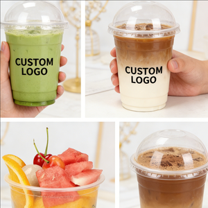 Gobelets en plastique givré en forme de U à paroi simple personnalisés 90 mm 1000 ml avec couvercle pour jus - Product Image 3