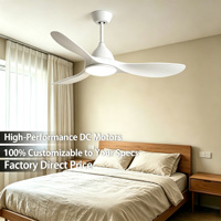 Ventilateur de plafond à moteur DC sans balais avec télécommande 2.4G, flux d'air élevé, moderne, silencieux, LED à 3 couleurs changeantes, 6 vitesses, intensité variable, 30-34dB