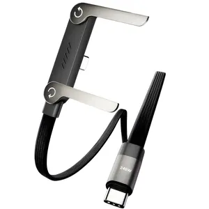 Câble de données pliable 240W à charge rapide avec support de téléphone portable, réglage multi-angles, charge non-stop, câble PD Type-C avec gaine tressée - Product Image 5