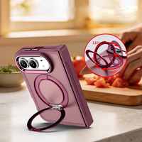Coque de téléphone hybride PC TPU givrée pour iPhone Duo avec support rotatif à 360°, protection antichoc pour l'arrière du téléphone portable