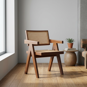Modern Wooden Armchair Solid Back Handmade Midcentury Design Living Room Chair Leisure Furniture Hard <b>Floor</b> Use - Product Image 2