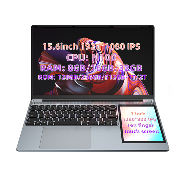 New Factory Oem Business Laptop 15.6 +7 Inch Dual Screen Touch Laptops New Laptop for Personal Home Business Laptop
