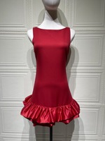 Robe Courte Femme à Volants, Dos Nu, Sans Manches, Couleur Unie, pour Soirée, Cocktail, Été, Club, Vente en Gros, Personnalisation OEM