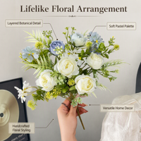 Bouquet de mariée artificiel fait main réaliste pour décoration murale florale de mariage, bouquet de demoiselle d'honneur